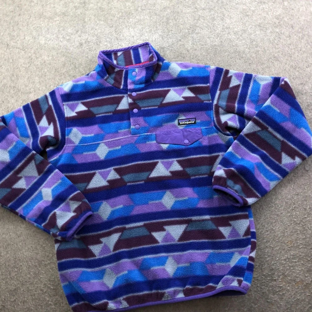 Patagonia Jacket Womens Small Multicolor Synchilla Fleece Snap Pullover Aztec - Picture 2 of 10